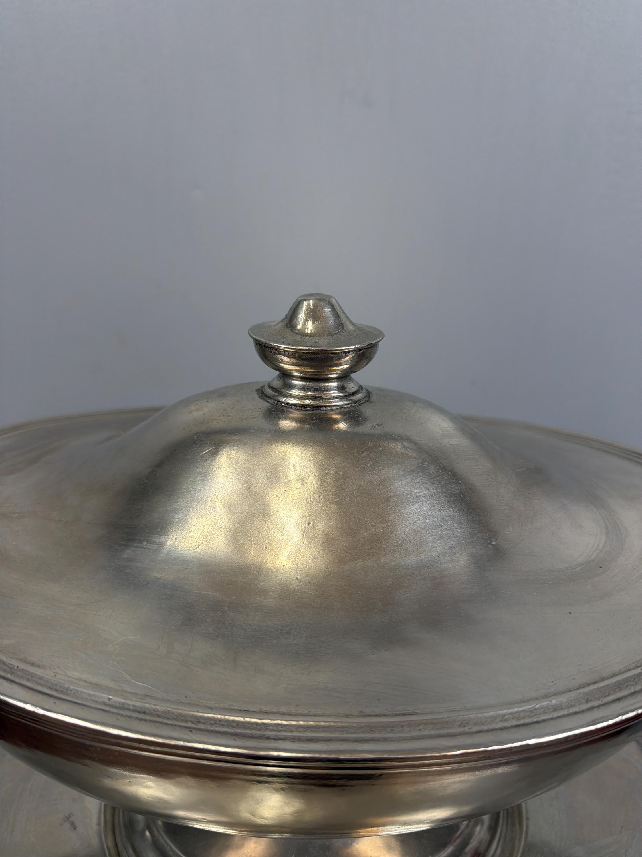 Vintage French Silver Plate Tureen With Underplate, Double Handle Serving Dish