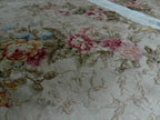 Oversized French Aubusson Style Needlepoint Rug, Floral Mansion Carpet, Shabby Chic Estate Decor