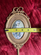 Victorian Style Brass Hand Mirror, Marie Antoinette Portrait, Rococo Decor