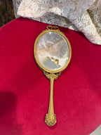 Victorian Style Brass Hand Mirror, Marie Antoinette Portrait, Rococo Decor