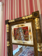 Antique Federal Gilded Trumeau Mirror 19th Century Wood & Gold Leaf Wall Mirror Eglomise Panel Collectible Mirror Luxurious Home Decoration