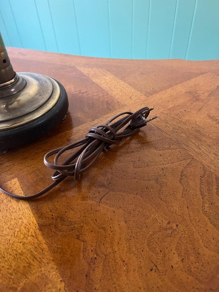 Vintage Tall Black and Gold Brass Table Lamp.Bouillotte Lamp