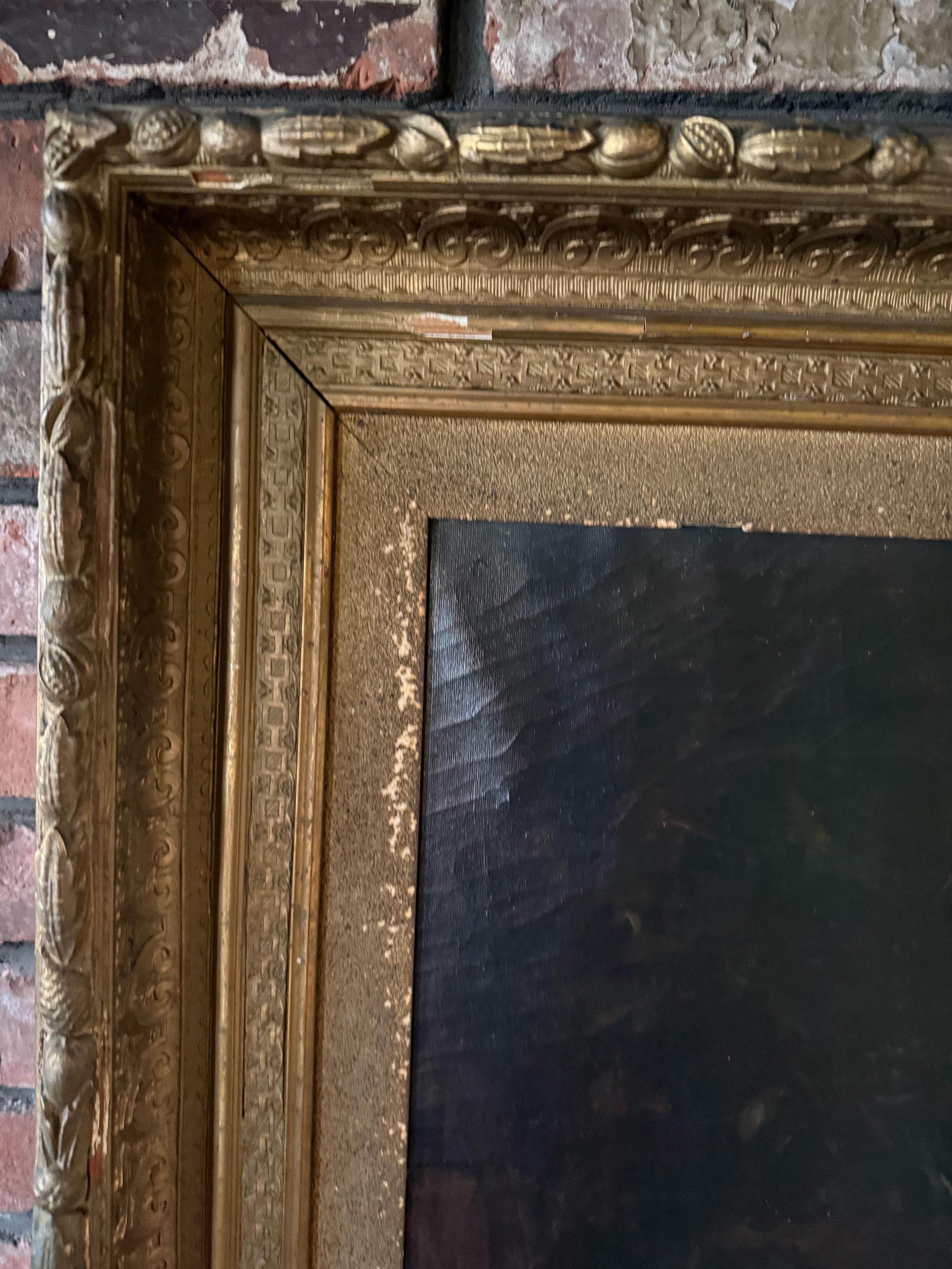 Antique Classical Oil Painting of a Woman with Roses | 19th Century Style Gilded Frame Wall Art Collectible Antique Artwork Home Decoration