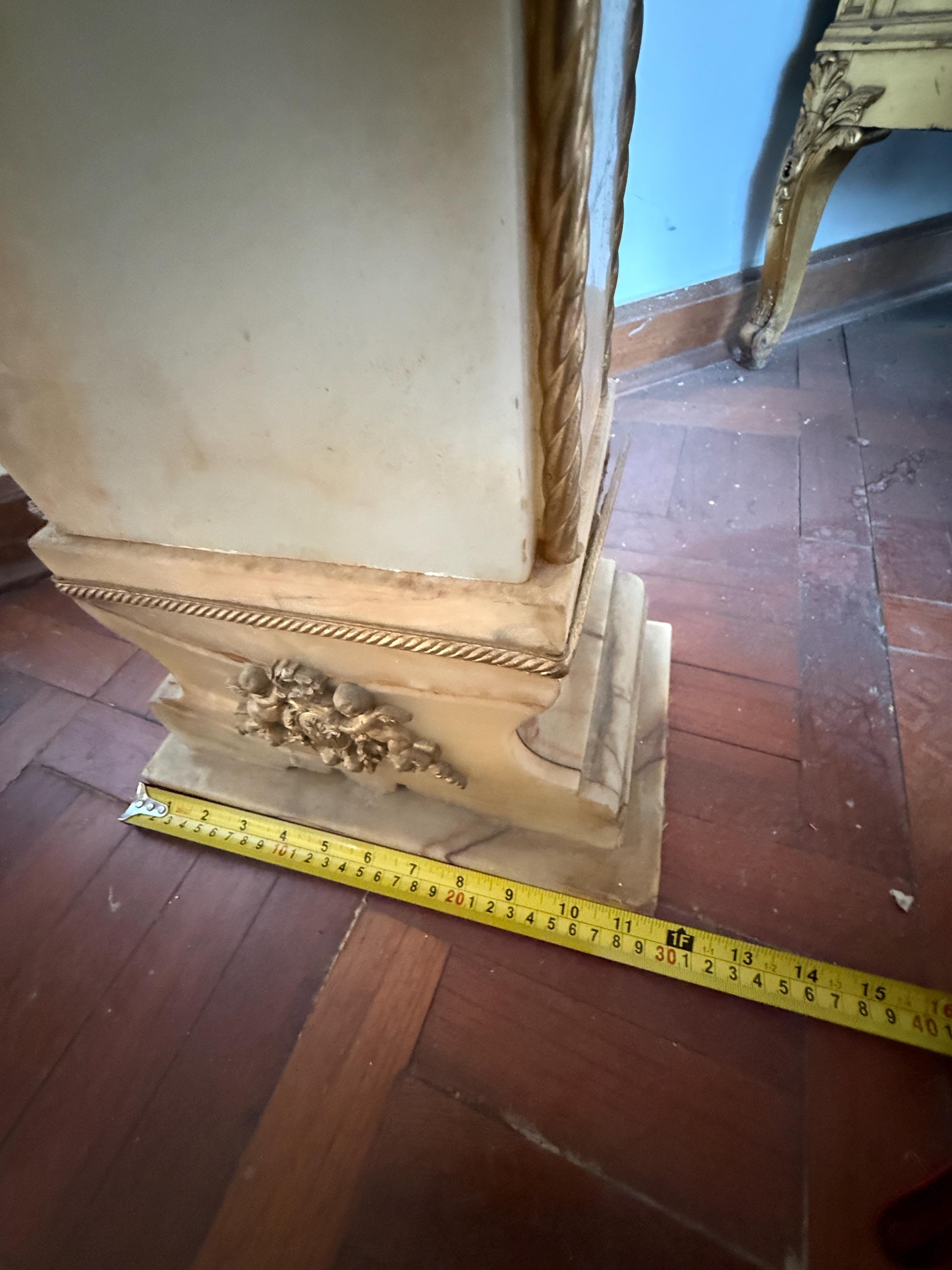 Antique Neoclassical Marble Gilded Details Grandfather Tall Standing Floor Clock Luxurious Home Decoration Clock Collectible Italian Clock