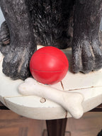 Vintage Black Labrador Dog Statue with Ball and Bone Resin Sculpture