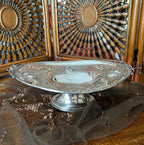 Antique Silverplate Footed Centerpiece Bowl Victorian Embossed Lion Head Decorative Dish Table Display Ornate Classical Revival Style
