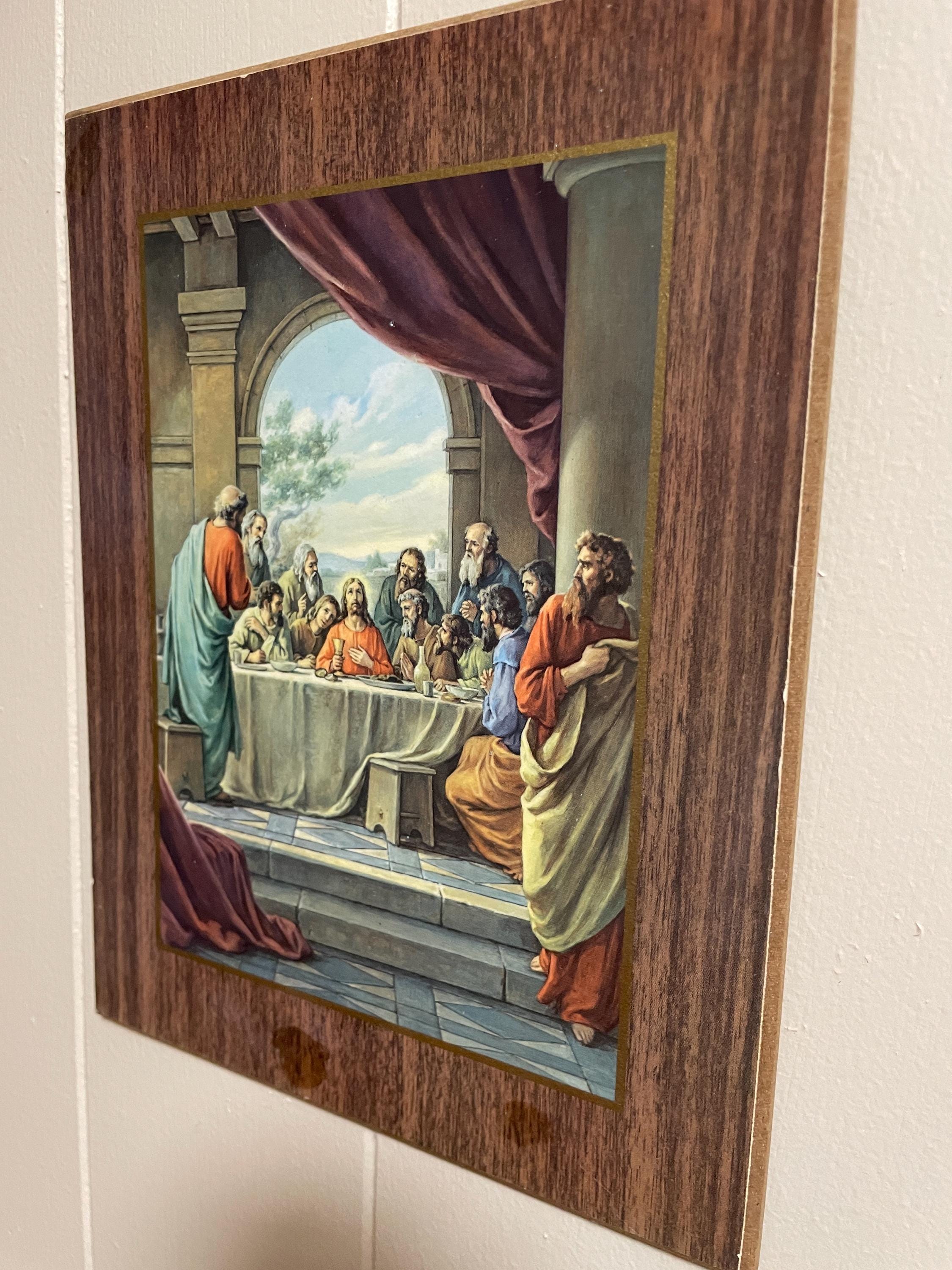 Vintage Small Framed Last Supper Print   religious Wall Hanging Christmas Gift Christian Art Religion Home Church Decorations Wall Art