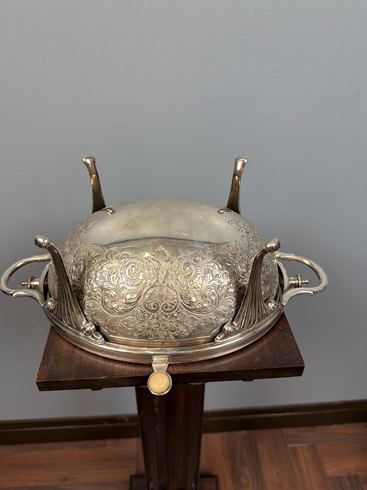 Vintage Silver Plated Chafing Dish, Ornate Baroque Serving Warmer with Lid