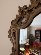 Vintage French Baroque Style Ornate Gold Gilt Wood Framed Mirror (56x36)