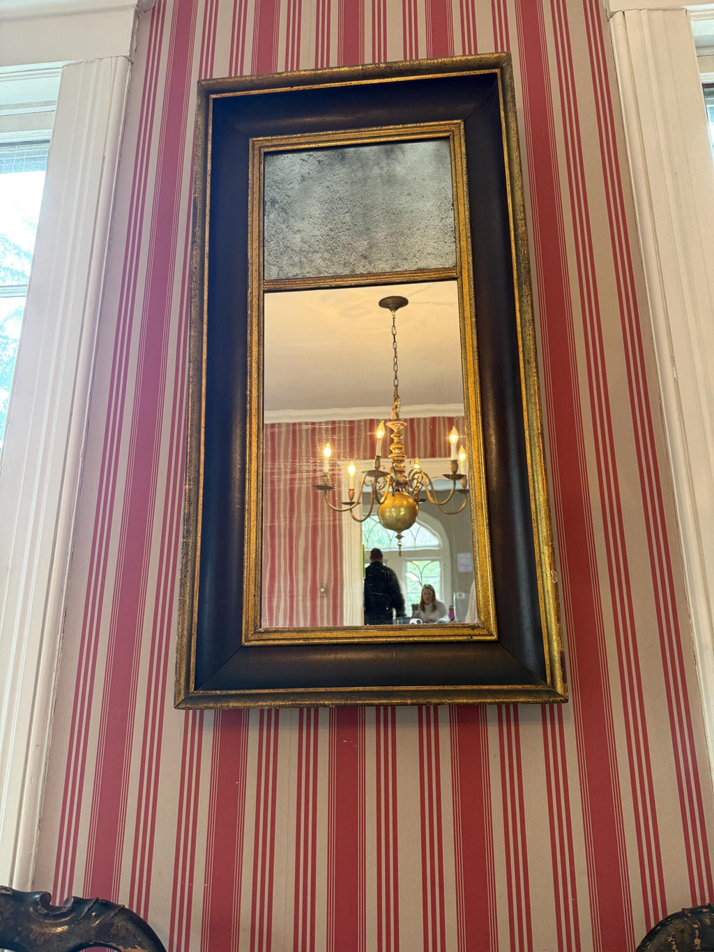 Antique Gilded Mirror Aged Patina Smoky Blurry Glass 19th Mirror Mercury Glass Federal Style Rustic Distressed Frame Early American Decor