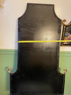 Pair of Horchow Black & Gold Metal Bamboo Design Chinoiserie Wall Hanging Home Decoration Beveled Mirrors Luxurious Home Decoration Mirror