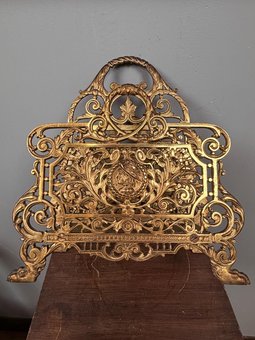 Antique Cast Iron Letter Magazine Holder Ornate Victorian Desk Organizer  Bradley  Hubbard B&H