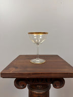 Vintage Gold Rim Coupe Glasses Set of 7 Clear Champagne Cocktail Glasses Elegant Barware