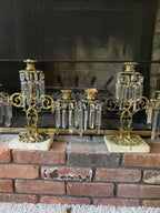 Pair of Antique French Empire Gilt Bronze Crystal Candelabras Elegant 6 Arm Candlesticks Stunning Mantel Decor Circa 1850 Rare Find Elegance