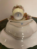Vintage German Porcelain Tea Snack Set Romantic Courting Scene Gold Trim Hand Painted Cup Tray Bowls Collectible Rococo Style Display Piece