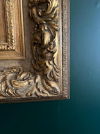 Large Victorian Gilt Frame Oil Painting of Two Girls Antique Style Rococo Wall Art Romantic Portrait Ornate Gold Decoration Statement Piece
