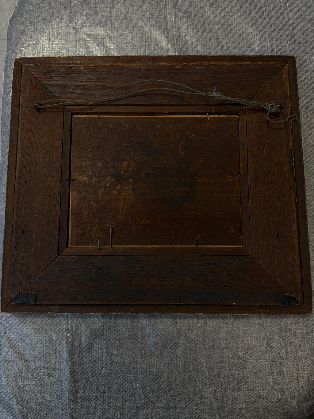 Antique Victorian Oak Frame with Romantic Scene Print, Ornate Gesso Trim, 19th Century Style Wall Art