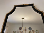 Pair of Horchow Black & Gold Metal Bamboo Design Chinoiserie Wall Hanging Home Decoration Beveled Mirrors Luxurious Home Decoration Mirror