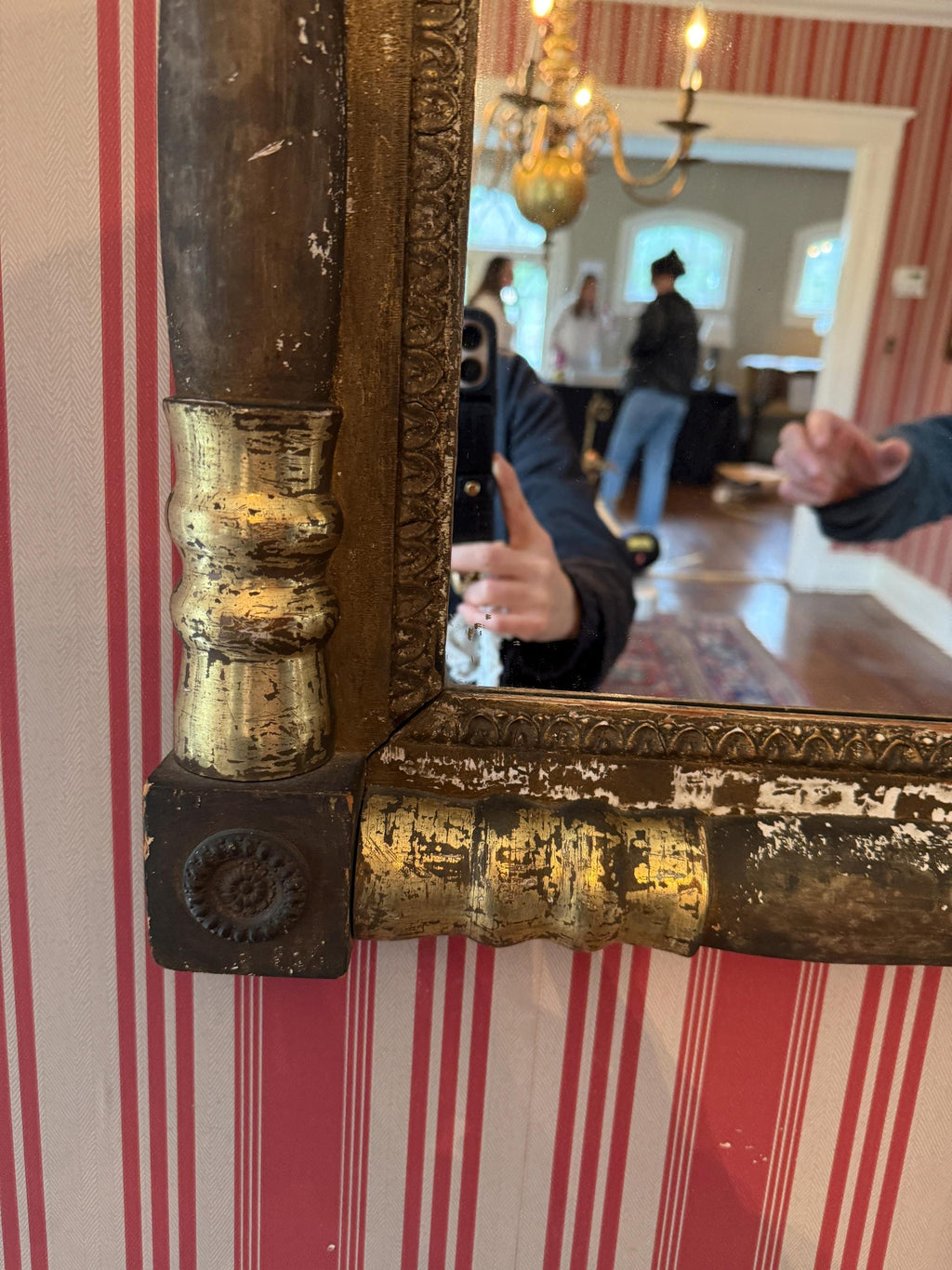 Antique Federal Gilded Trumeau Mirror 19th Century Wood & Gold Leaf Wall Mirror Eglomise Panel Collectible Mirror Luxurious Home Decoration