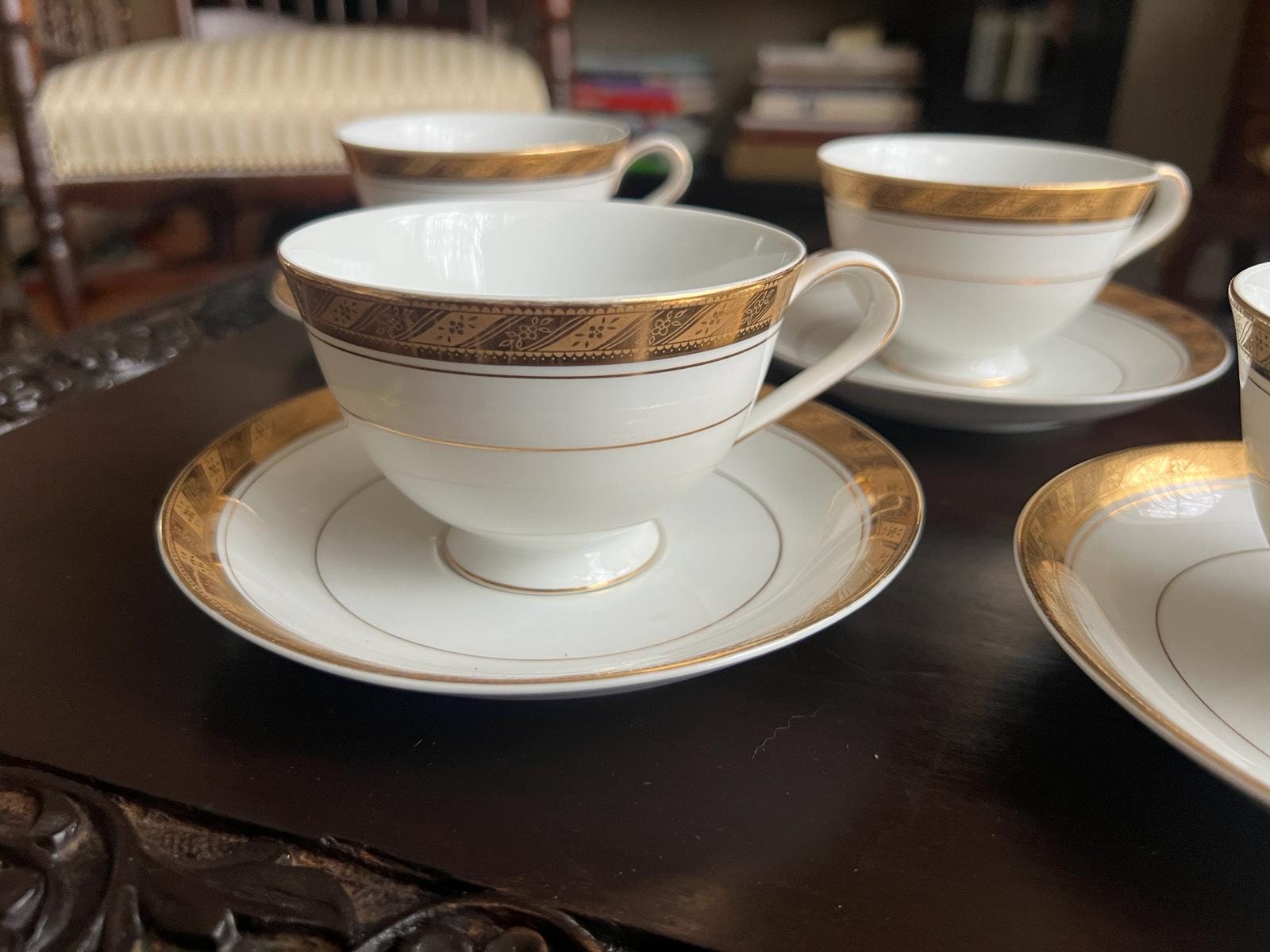 Vintage Sango Imperial Deluxe Cleopatra Fine China Teacup Set Gold Trimmed Elegant Japanese Porcelain Mid Century Serving Collectible
