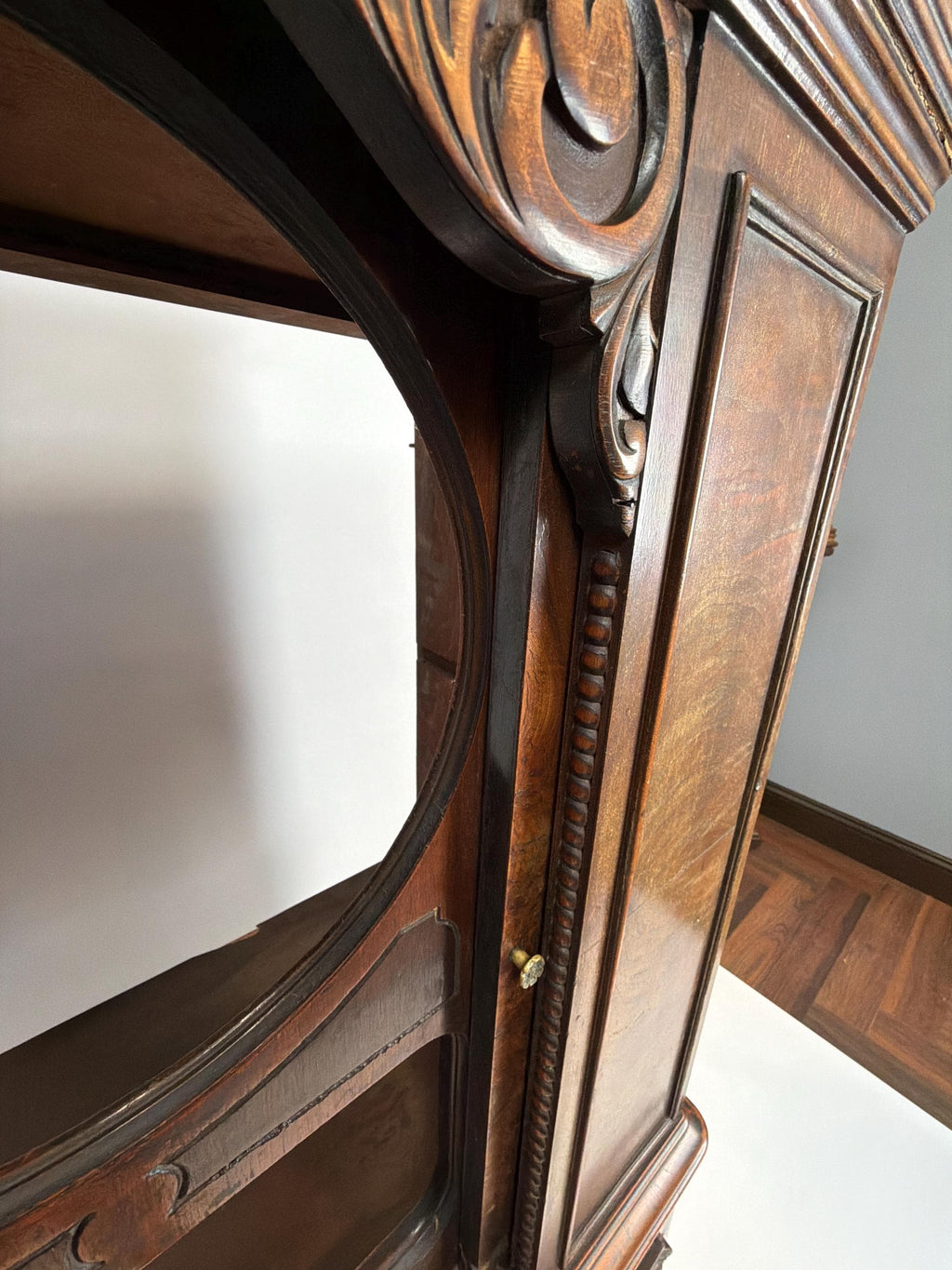 Antique Walnut Phonograph Cabinet: Jacobean Style Music Storage Furniture