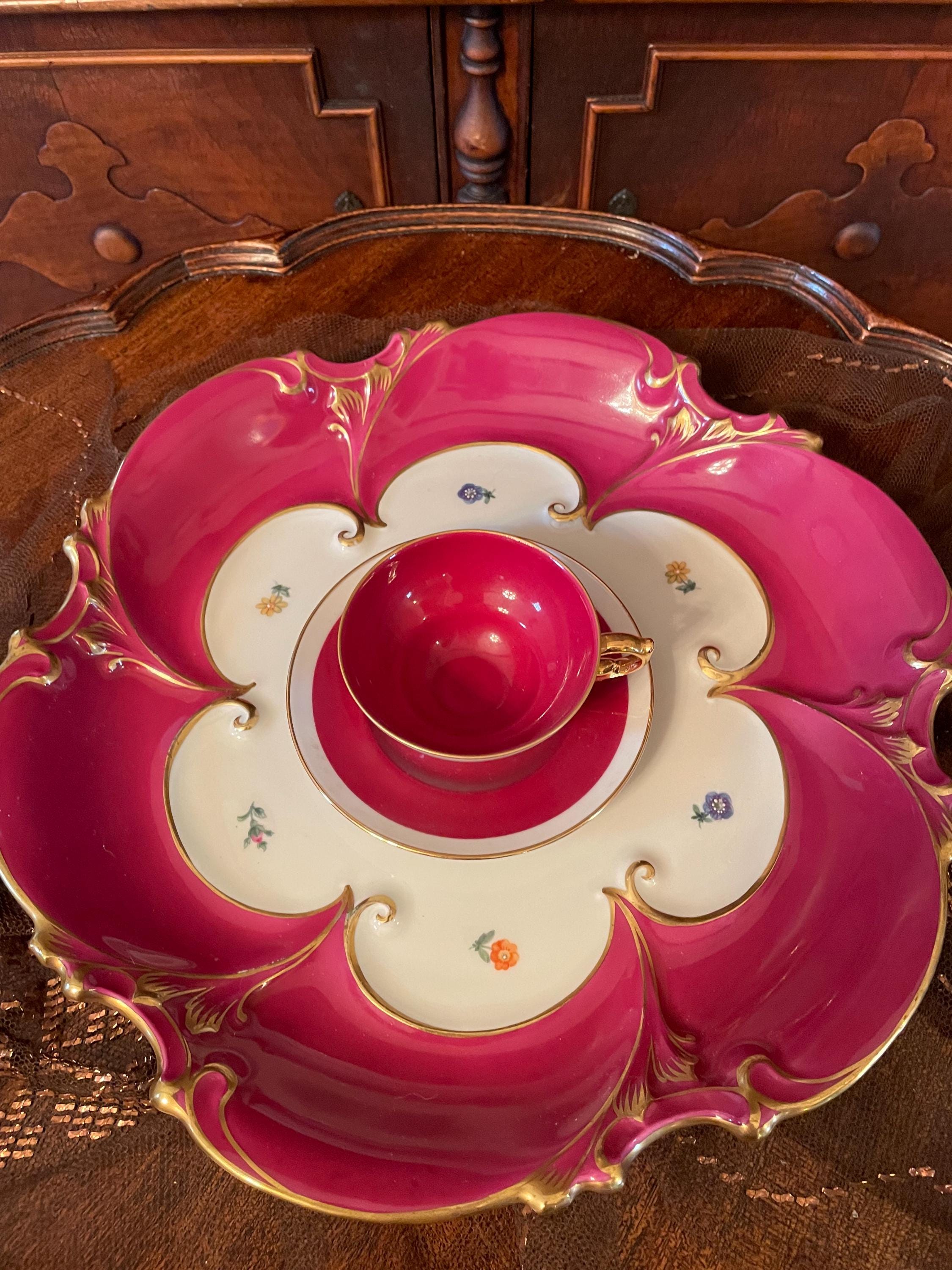 Vintage Hand Porcelain Floral Design Collectible Serving Plate  Matching Cup Saucer.Made in Germany