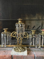 Pair of Antique French Empire Gilt Bronze Crystal Candelabras Elegant 6 Arm Candlesticks Stunning Mantel Decor Circa 1850 Rare Find Elegance
