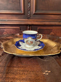 Antique Hand Painting Cobalt Blue Collectible  Porcelain  Coffee Cup & Saucer