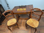 Antique Handcarved Walnut Chess Table, Backgammon Game by Theodore Alexander