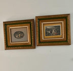 Pair of Vintage Gold Wood Engravings Framed Collectible Wall Art Marquis of Stafford's Collection