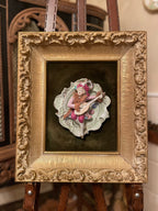 Antique Porcelain Wall Plaque Couple Relief Gilt Frame Velvet Backing Victorian Style French Rococo Art Figurine Decor Romantic Gift Idea