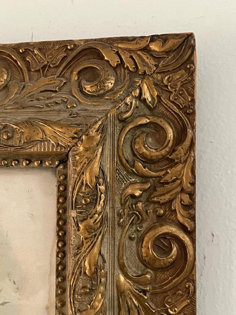 Antique Gilded Frame Art Victorian Courting Scene Romantic Wall Decor Ornate Gold Frame Classical Style Interior Collectible Wall Hanging