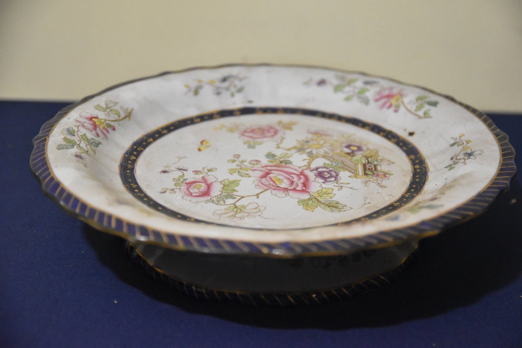 Collectible Antique Cake Plate Ironstone China Oriental Floral Platter Serving Dish Antique Hand Painted Round Plate Lunch Tableware Dish