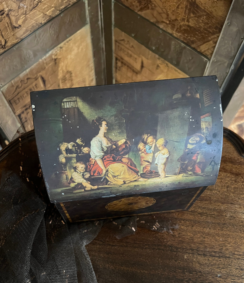 Vintage William Crawford Biscuit Tin, Classical Art Dome Lid Container