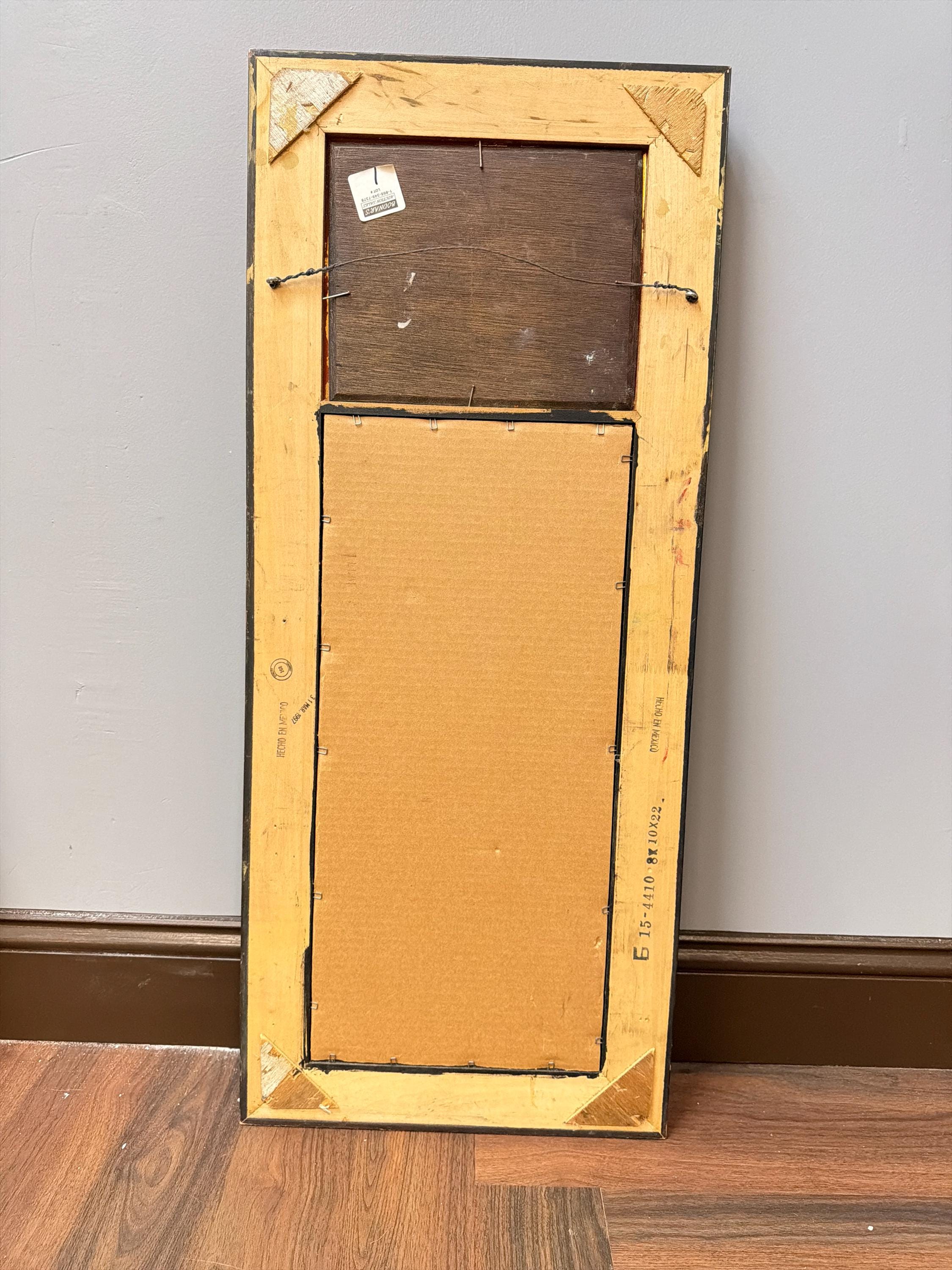 Antique Gilt Wood Mirror with Venetian Scene Painting, Ornate Gold Frame