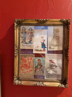 Antique Victorian Trade Card Display Gold Framed Advertising Ephemera Wall Art Child Lithographs