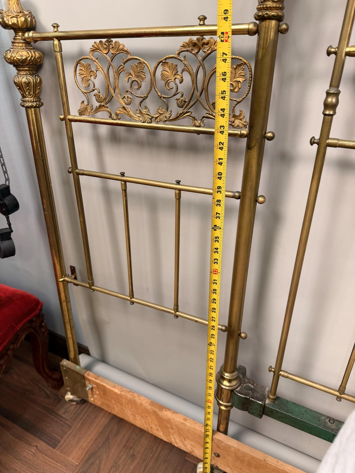 Antique Victorian Headboard Peyton & Peyton Birmingham Brass Iron Bedstead, 19th Century