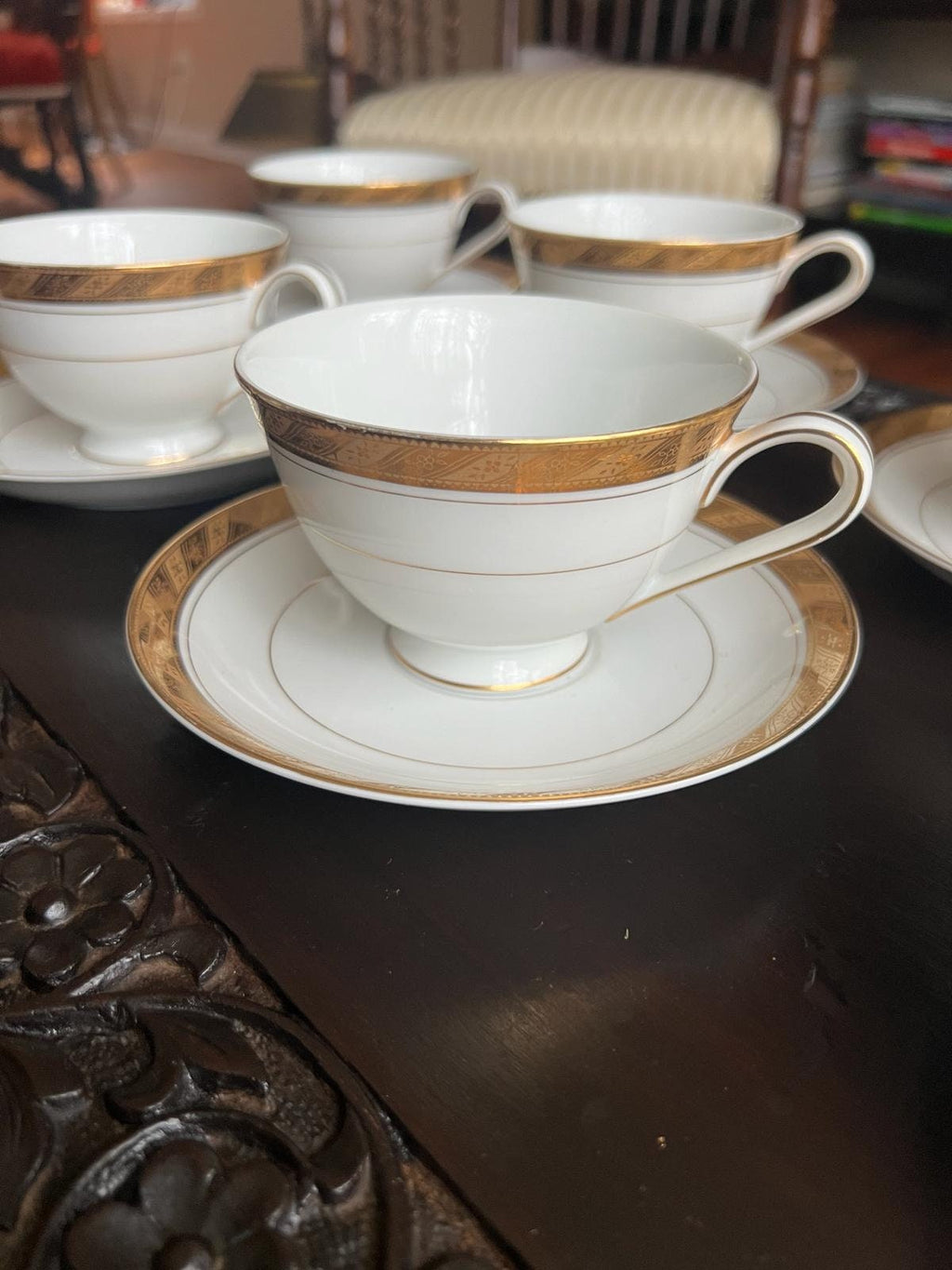 Vintage Sango Imperial Deluxe Cleopatra Fine China Teacup Set Gold Trimmed Elegant Japanese Porcelain Mid Century Serving Collectible