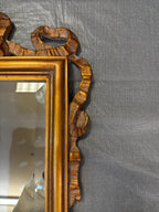 Vintage Gilt Ribbon Mirror, French Style Bow Frame, Hollywood Regency Gold Accent