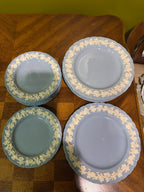 Wedgwood Queen’s Ware Blue Embossed Lunch/Tea Set, Of Etruria Barlaston England
