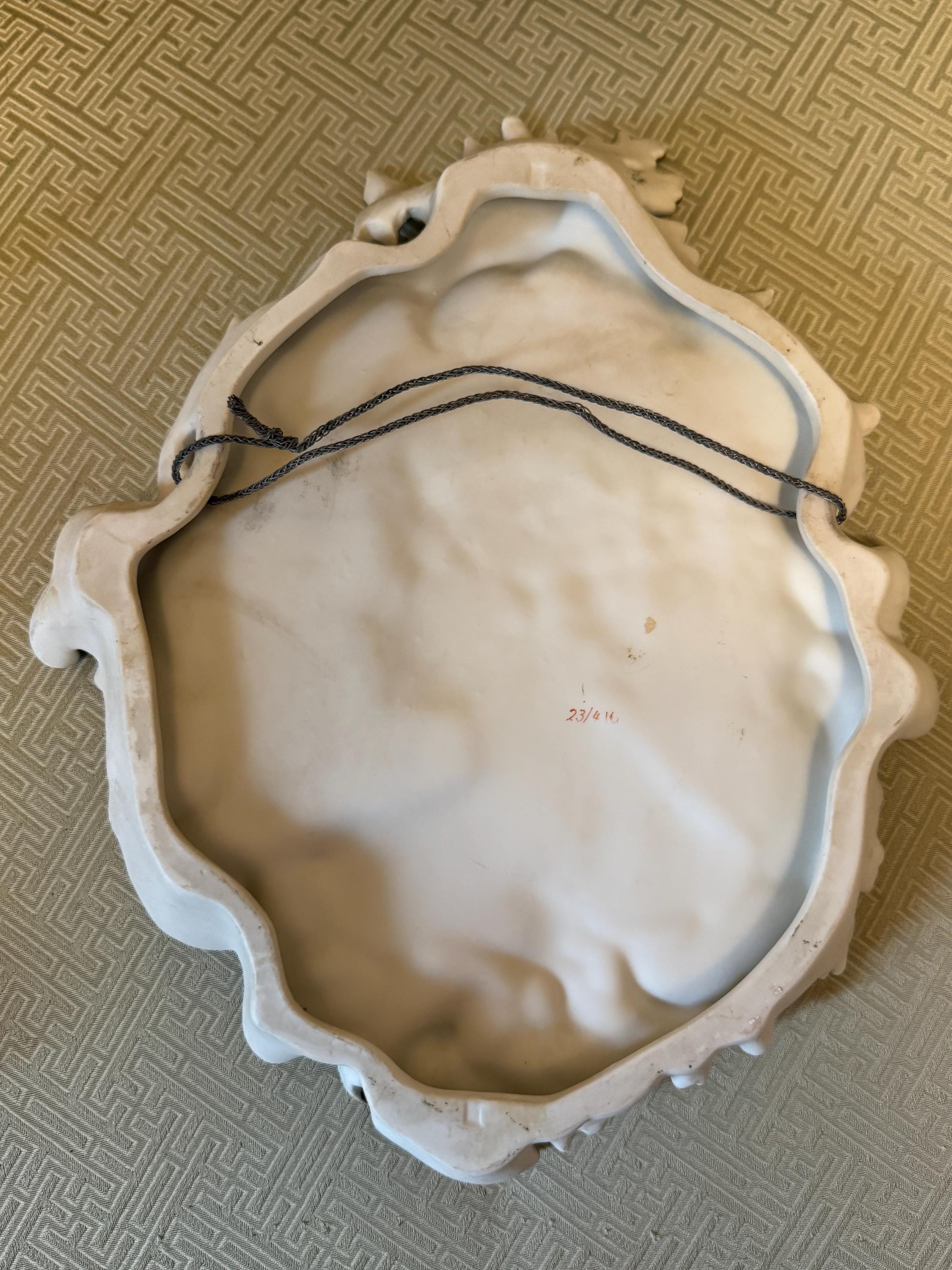 Vintage French Pair of Porcelain Lady Portrait Wall Art Home Decoration Porcelain Wall Plaques Victorian Cameo Relief Art Ornate Rococo Art