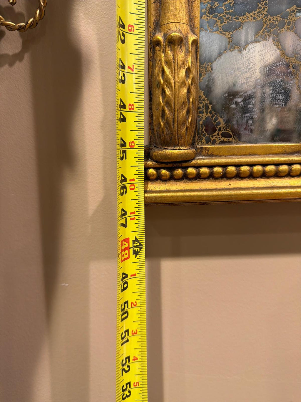 Vintage Gilt Wood Wall Mirror, Triple Panel French Neoclassical Style, 65" 46"