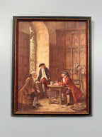 1929 Signed British Genre Old Print – Georgian Tavern Interior Scene, Early 20th Century Historical Revival Artwork