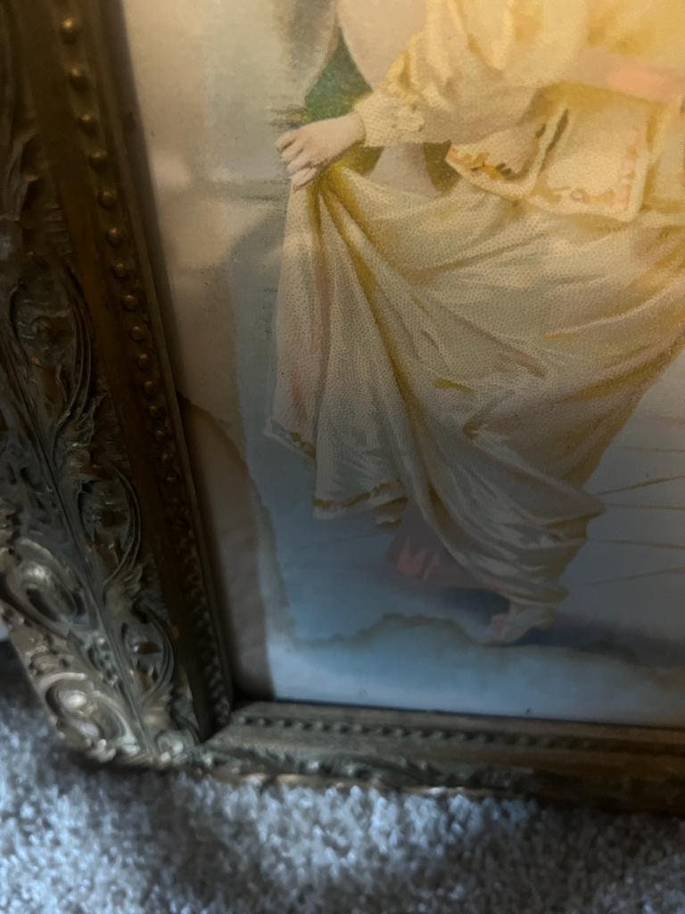 Antique Gilded Frame Art Victorian Courting Scene Romantic Wall Decor Ornate Gold Frame Classical Style Interior Collectible Wall Hanging