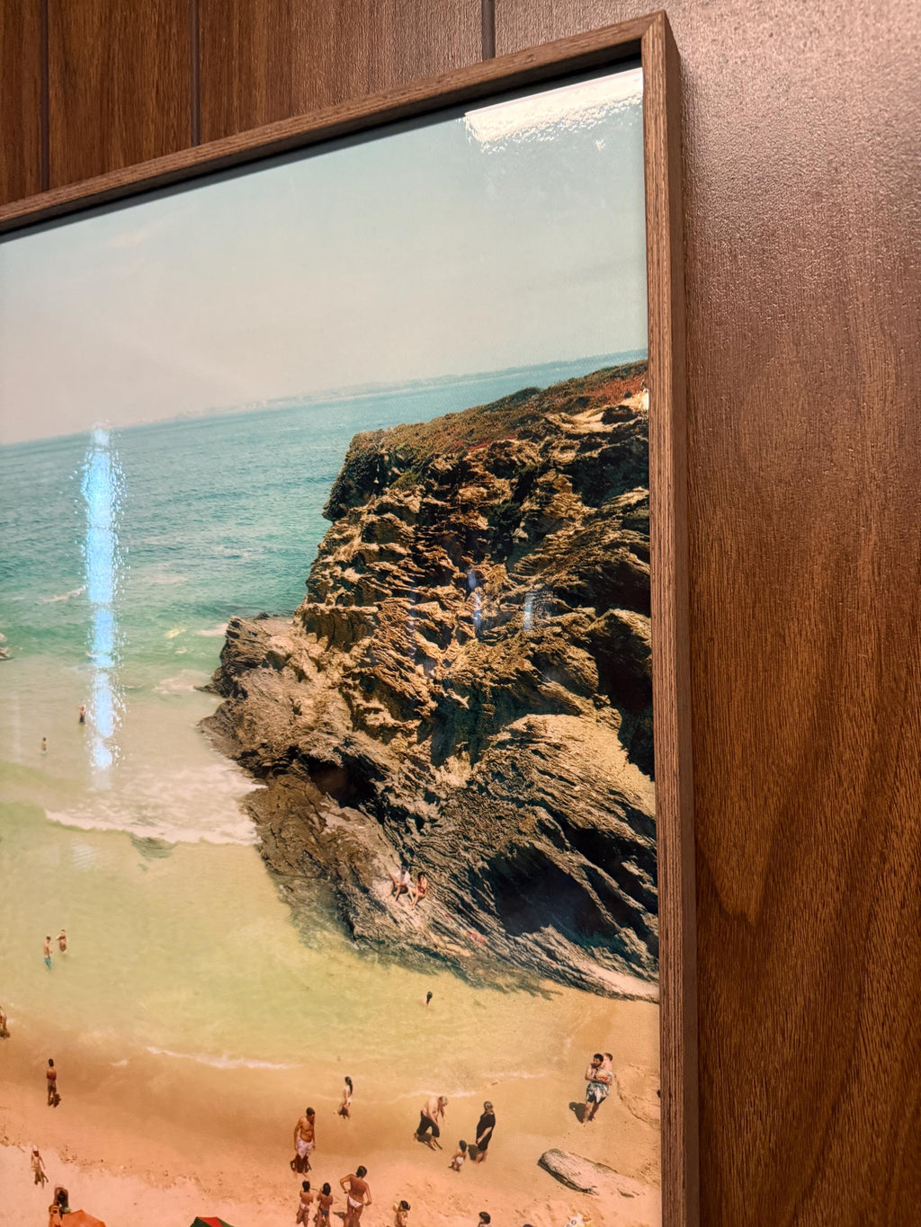 Colorful Beach Scene Framed Photo Print Aerial Coastal Ocean Photography Summer Umbrella Decor Beach Wall Art Under Plexiglass Wall Art