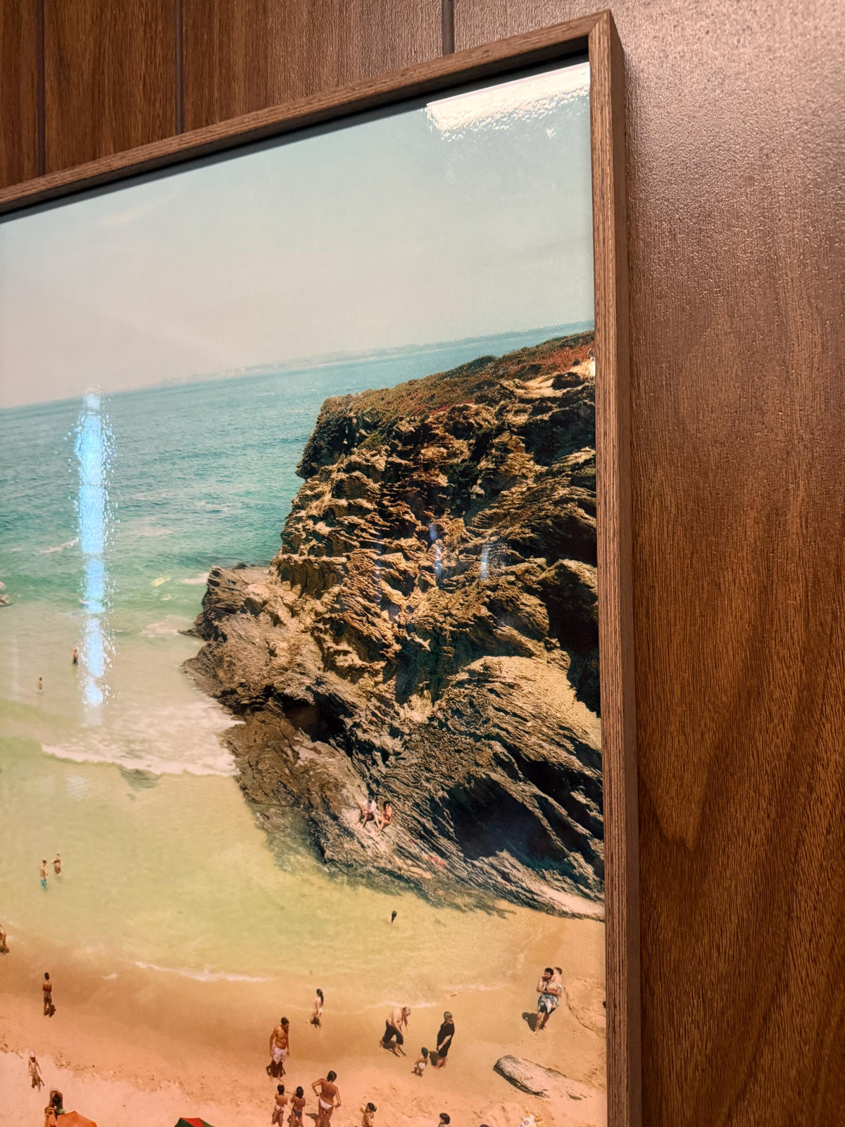 Colorful Beach Scene Framed Photo Print Aerial Coastal Ocean Photography Summer Umbrella Decor Beach Wall Art Under Plexiglass Wall Art