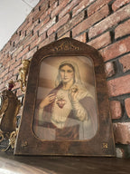 Antique Framed Virgin Mary Print - Catholic Wall Art, Home/Church Decoration Immaculate Heart of Mary