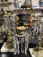 Pair of Antique French Empire Gilt Bronze Crystal Candelabras Elegant 6 Arm Candlesticks Stunning Mantel Decor Circa 1850 Rare Find Elegance