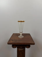 Vintage Gold Rim Champagne Flutes Set of 6 Clear Glass Tapered Mid Century Elegant Barware