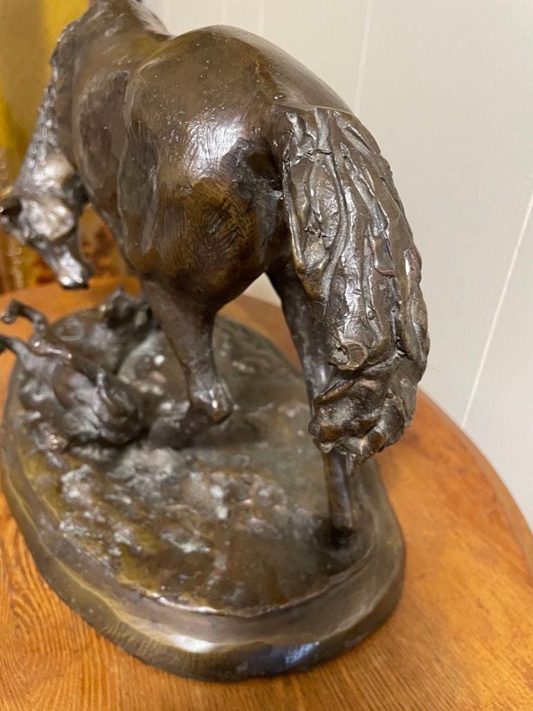 Bronze Horse Sculpture Vintage Animal Figurine Western Art Decorative Equestrian Statue Rustic Cabin Decorative Large Heavy Collectible